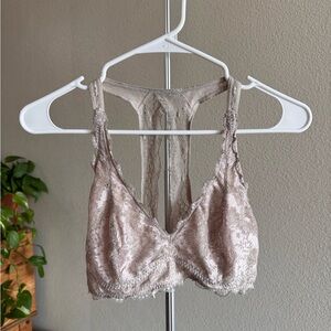 Felina Lace Racerback Bralette in Light Taupe Blush size medium